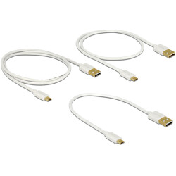 Kabel danych i szybkiego ładowania USB 2.0 typ A męski - USB 2.0 typ micro-B męski zestaw 3 części biały Delock 83679 Kabel danych i szybkiego ładowania USB 2.0 typ A męski - USB 2.0 typ micro-B męski zestaw 3 części biały Delock 83679