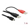Kabel USB 2.0 Y-Kabel 2x USB 2.0 A wtyk - USB 2.0 mini wtyk 1m Delock 82447