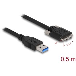 Przewód USB 3.0 typ A - micro-B męsko-męski męski ze śrubkami 50cm Delock 87798
