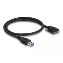 Przewód USB 3.0 typ A - micro-B męsko-męski męski ze śrubkami 50cm Delock 87798 Przewód USB 3.0 typ A - micro-B męsko-męski męski ze śrubkami 50cm Delock 87798
