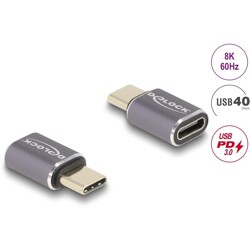 Adapter USB 40Gbps USB-C PD 3.0 100W port saver męsko-żeński 8K 60Hz metalowy Delock 60046
