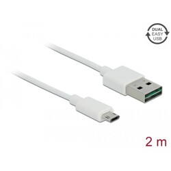 Przewód USB 2.0 typ A na micro-B 2m biały Delock 84808