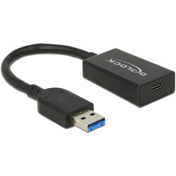Konwerter aktywny USB 3.2 Gen.2 typ A wtyk męski - USB-C wtyk żeński czarny 15cm Delock 65698