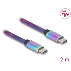 Kabel USB 2.0 USB-C męsko-męski z metalową opalizującą osłoną PD 3.0 60W 2m Delock 81116
