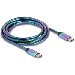 Kabel USB 2.0 USB-C męsko-męski z metalową opalizującą osłoną PD 3.0 60W 2m Delock 81116 Kabel USB 2.0 USB-C męsko-męski z metalową opalizującą osłoną PD 3.0 60W 2m Delock 81116