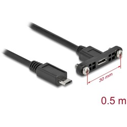Przewód 2xUSB 2.0 micro-B wtyk żeński do zabudowy panel. wtyk męski 50cm Delock 35108