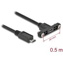 Przewód 2xUSB 2.0 micro-B wtyk żeński do zabudowy panel. wtyk męski 50cm Delock 35108