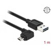 Przewód EASY-USB 2.0 typ A wtyk męski do EASY-USB 2.0 typ micro-B wtyk męski kątowy w lewo / w prawo 1m czarny Delock 83846