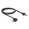 Przewód EASY-USB 2.0 typ A wtyk męski do EASY-USB 2.0 typ micro-B wtyk męski kątowy w lewo / w prawo 1m czarny Delock 83846