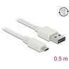 Przewód USB 2.0 typ A na micro-B 50cm biały Delock 84806