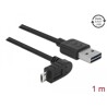 Przewód EASY-USB 2.0 typ A wtyk męski do EASY-USB 2.0 typ micro-B wtyk męski w górę / w dół 1m czarny Delock 83848