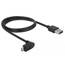 Przewód EASY-USB 2.0 typ A wtyk męski do EASY-USB 2.0 typ micro-B wtyk męski w górę / w dół 1m czarny Delock 83848