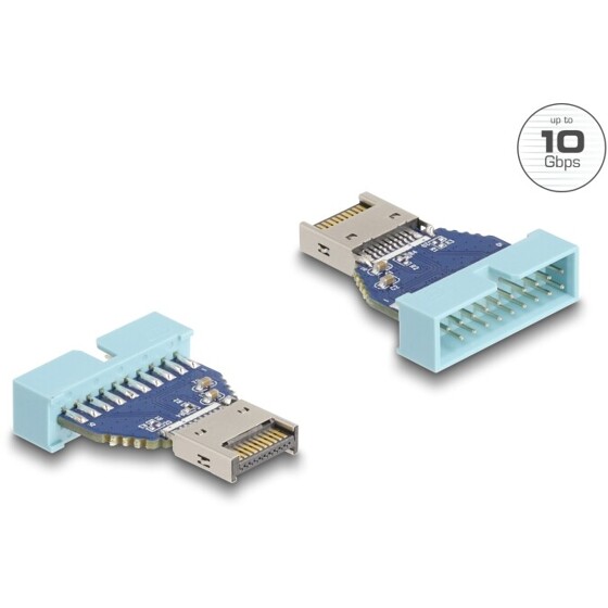 Przejściówka pin header męsko-męska USB 10Gbps na wewnętrzny USB typ-E klucz A Delock 67130