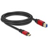 Kabel USB 5Gbps USB-C - USB typ B męsko-męski 2m czerwony metalowy Delock 80613