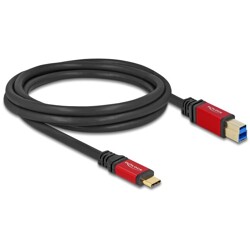 Kabel USB 5Gbps USB-C - USB typ B męsko-męski 2m czerwony metalowy Delock 80613 Kabel USB 5Gbps USB-C - USB typ B męsko-męski 2m czerwony metalowy Delock 80613
