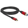 Kabel USB 5Gbps USB-C - USB typ B męsko-męski 2m czerwony metalowy Delock 80613