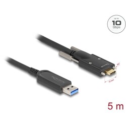 Aktywny kabel optyczny USB 10Gbps-A męski do USB-C męski ze śrubami po bokach 5m Delock 83200 Aktywny kabel optyczny USB 10Gbps-A męski do USB-C męski ze śrubami po bokach 5m Delock 83200