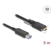 Aktywny kabel optyczny USB 10Gbps-A męski do USB-C męski ze śrubami po bokach 5m Delock 83200