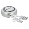 Kabel na szpuli 2w1 USB typ A do micro-B i Lightning biały/srebrny Delock 85821