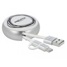 Kabel na szpuli 2w1 USB typ A do micro-B i Lightning biały/srebrny Delock 85821