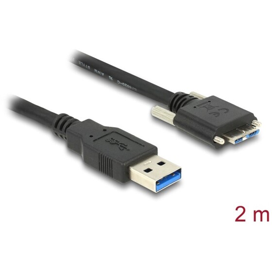 Przewód USB 3.0 typ A męski do USB 3.0 typ micro-B męski ze śrubkami 2m Delock 83598