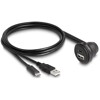 Kabel USB 2.0 USB typ A męski i USB-C męski na USB typ A żeński pod kątem 90° i żeński USB-C pod kątem 90° do zabudowy 1m czarny