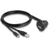 Kabel USB 2.0 USB typ A męski i USB-C męski na USB typ A żeński pod kątem 90° i żeński USB-C pod kątem 90° do zabudowy 1m czarny