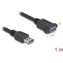 Kabel USB 5Gbps męski USB typ A na żeński USB typ A do instalacji 1m czarny Delock 80486
