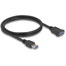 Kabel USB 5Gbps męski USB typ A na żeński USB typ A do instalacji 1m czarny Delock 80486 Kabel USB 5Gbps męski USB typ A na żeński USB typ A do instalacji 1m czarny Delock 80486