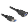 Kabel USB 5Gbps męski USB typ A na żeński USB typ A do instalacji 1m czarny Delock 80486