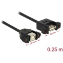 Przewód USB 2.0 typ B wtyk żeński do zabudowy panel. - USB 2.0 typ A wtyk żeński do zabudowy panel. 25cm Delock 85107