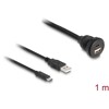 Kabel USB 2.0 USB typ A męski i USB-C męski do USB typ A żeński i żeński USB-C do zabudowy 1m czarny Delock 88102