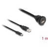 Kabel USB 2.0 USB typ A męski i USB-C męski do USB typ A żeński i żeński USB-C do zabudowy 1m czarny Delock 88102