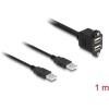 Kabel USB 2.0 2x USB typ A męsko-żeński ze śrubami do zabudowy 1m czarny Delock 88105