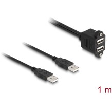 Kabel USB 2.0 2x USB typ A męsko-żeński ze śrubami do zabudowy 1m czarny Delock 88105