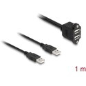 Kabel USB 2.0 2x USB typ A męsko-żeński ze śrubami do zabudowy 1m czarny Delock 88105