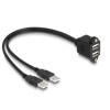 Kabel USB 2.0 2x USB typ A męsko-żeński ze śrubami do zabudowy 1m czarny Delock 88105