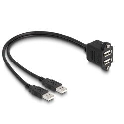 Kabel USB 2.0 2x USB typ A męsko-żeński ze śrubami do zabudowy 1m czarny Delock 88105 Kabel USB 2.0 2x USB typ A męsko-żeński ze śrubami do zabudowy 1m czarny Delock 88105