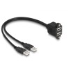 Kabel USB 2.0 2x USB typ A męsko-żeński ze śrubami do zabudowy 1m czarny Delock 88105