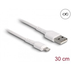 Kabel ładowania USB do iPhone iPad iPod biały 30cm Delock 87866