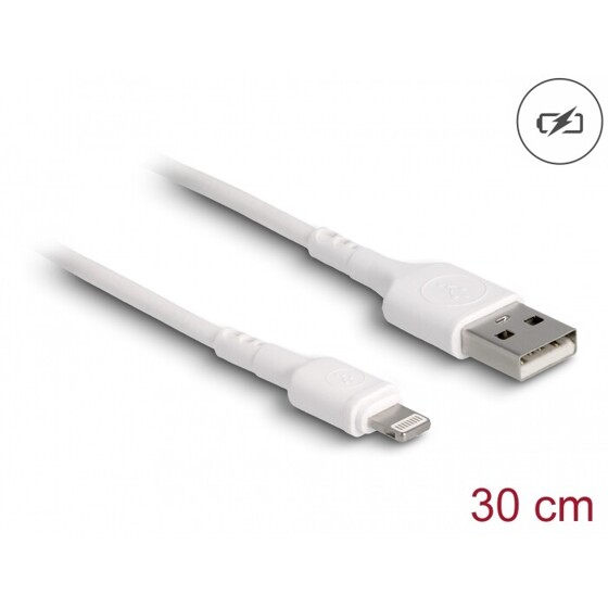 Kabel ładowania USB do iPhone iPad iPod biały 30cm Delock 87866