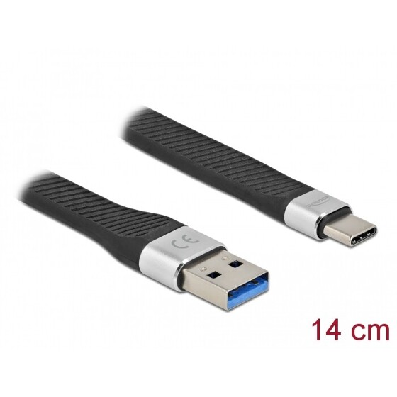 Płaski kabel wstążkowy USB 3.2 Gen.1 FPC z USB typ A do USB-C 14cm PD 3A Delock 86938