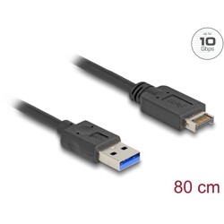 Kabel USB 10Gbps USB typ E klucz A 20-pin. męski na USB typ A męski 80cm Delock 85411
