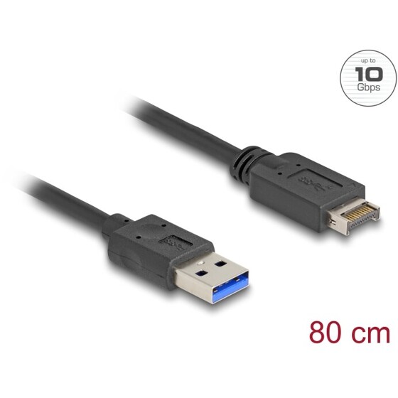 Kabel USB 10Gbps USB typ E klucz A 20-pin. męski na USB typ A męski 80cm Delock 85411