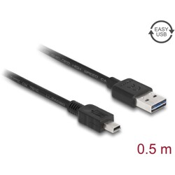 Przewód USB 2.0 typ A na USB 2.0 typ mini-B 50cm czarny Delock 85158