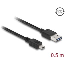 Przewód USB 2.0 typ A na USB 2.0 typ mini-B 50cm czarny Delock 85158