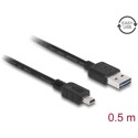 Przewód USB 2.0 typ A na USB 2.0 typ mini-B 50cm czarny Delock 85158
