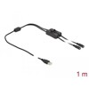Kabel USB typ A męski do 2x DC 5,5 x 2,1mm żeński z przełącznikiem 1m Delock 86797