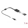 Kabel USB typ A męski do 2x DC 5,5 x 2,1mm żeński z przełącznikiem 1m Delock 86797
