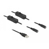 Kabel USB typ A męski do 2x DC 5,5 x 2,1mm żeński z przełącznikiem 1m Delock 86797